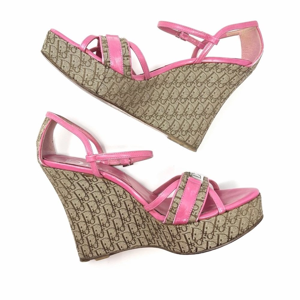 Dior Pink Logo Strap Slingback Heels - Picture 4 of 7